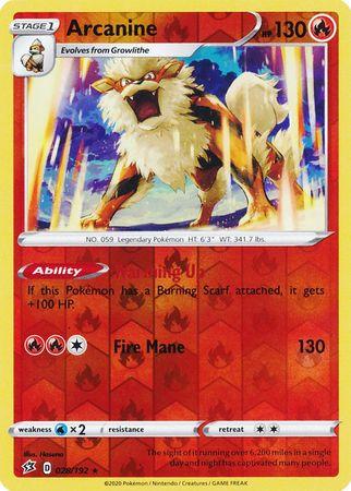 028/192 Arcanine Rebel Clash (RCL) Rare Reverse Holo