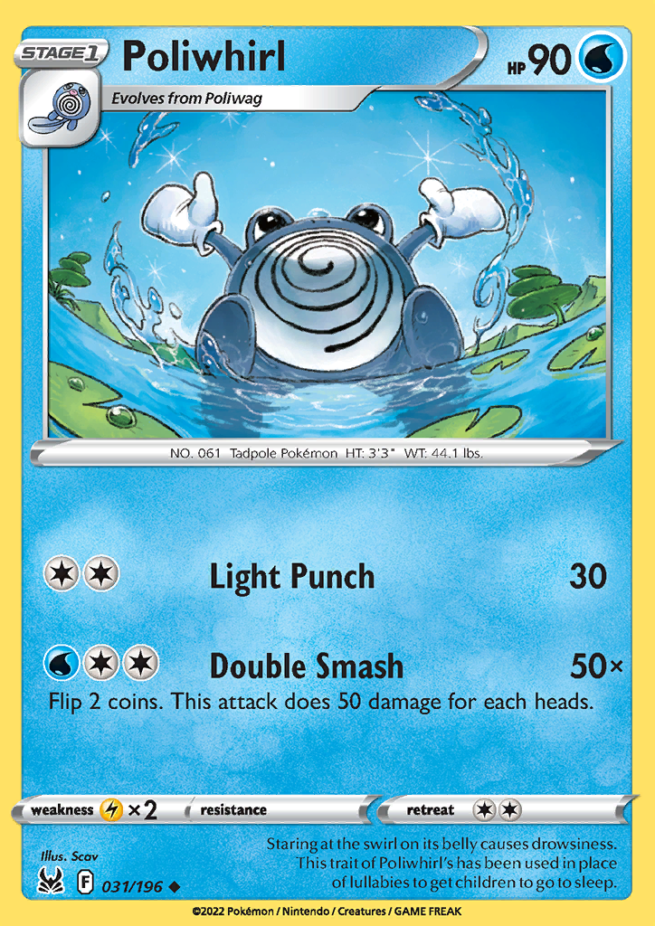 Pokemon Card Lost Origin 031/196 31/196 Poliwhirl Uncommon *MINT*