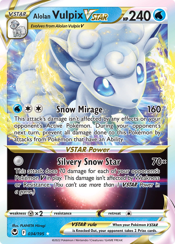 (S) Pokemon Card Silver Tempest 034/195 34/195 Alolan Vulpix VSTAR Ultra Rare *MINT*