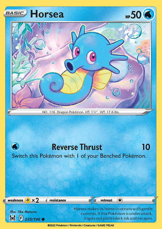 Pokemon Card Lost Origin 035/196 35/196 Horsea Common *MINT*