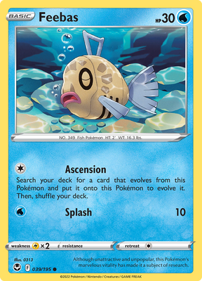 Pokemon Card Silver Tempest 039/195 39/195 Feebas Common *MINT*