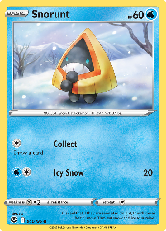 Pokemon Card Silver Tempest 041/195 41/195 Snorunt Common *MINT*