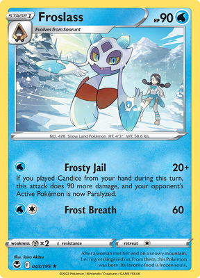 Pokemon Card Silver Tempest 043/195 43/195 Froslass Rare *MINT*