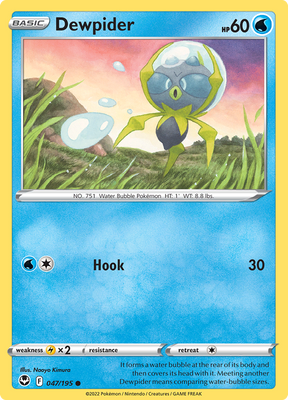 Pokemon Card Silver Tempest 047/195 47/195 Dewpider Common *MINT*