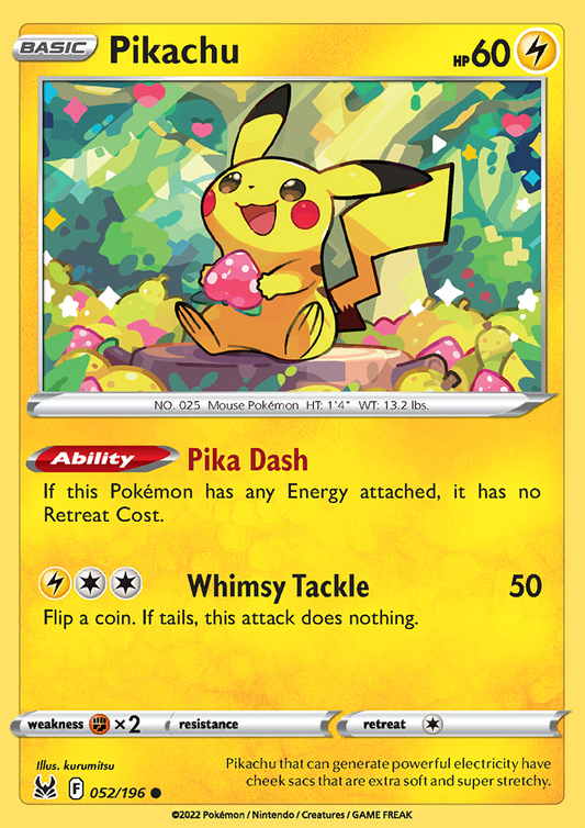 Pokemon Card Lost Origin 052/196 52/196 Pikachu Common *MINT*