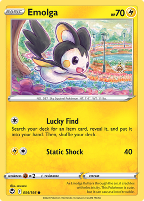 Pokemon Card Silver Tempest 054/195 54/195 Emolga Common *MINT*
