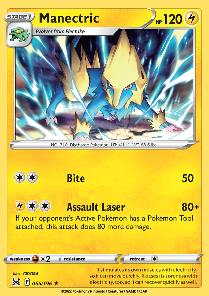 Pokemon Card Lost Origin 055/196 55/196 Manectric Rare *MINT*