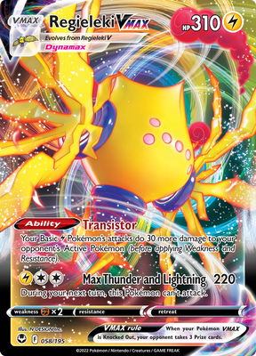 Pokemon Card Silver Tempest 058/195 58/195 Regieleki VMAX Ultra Rare *MINT*