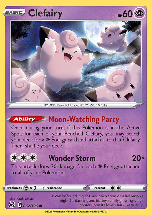 Pokemon Card Lost Origin 062/196 62/196 Clefairy Common *MINT*