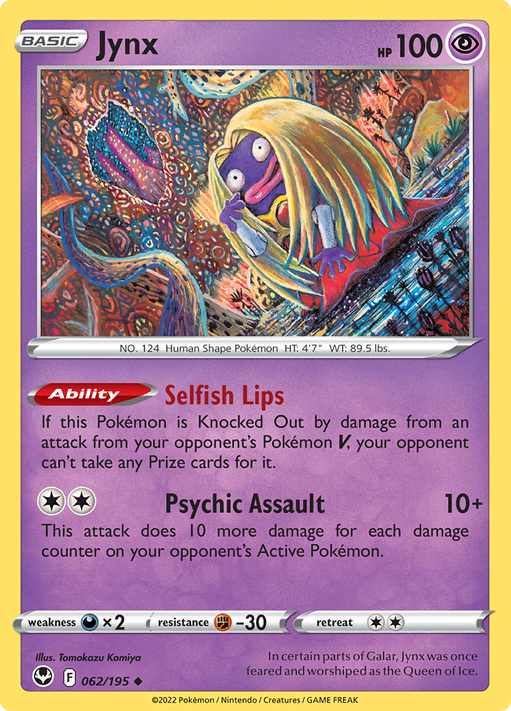 Pokemon Card Silver Tempest 062/195 62/195 Jynx Uncommon *MINT*