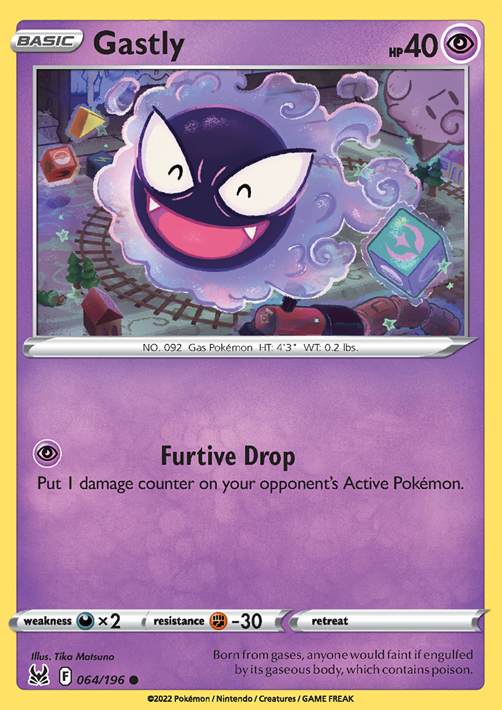 Pokemon Card Lost Origin 064/196 64/196 Gastly Common *MINT*