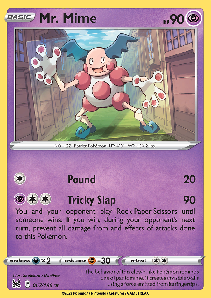 Pokemon Card Lost Origin 067/196 67/196 Mr. Mime Rare *MINT*