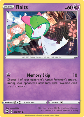 Pokemon Card Silver Tempest 067/195 67/195 Ralts Common *MINT*