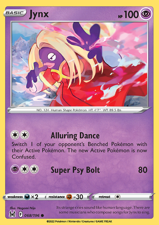 Pokemon Card Lost Origin 068/196 68/196 Jynx Common *MINT*