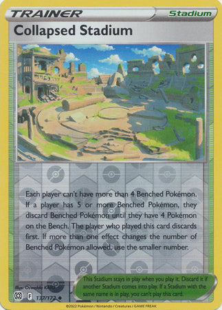 Pokemon Card Brilliant Stars 137/172 Collapsed Stadium Reverse Holo Uncommon