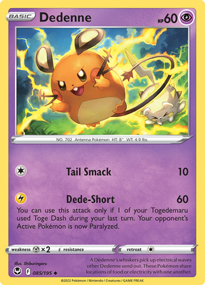Pokemon Card Silver Tempest 085/195 85/195 Dedenne Uncommon *MINT*