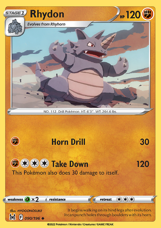 Pokemon Card Lost Origin 090/196 90/196 Rhydon Uncommon *MINT*