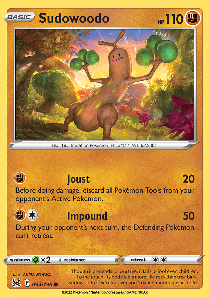 Pokemon Card Lost Origin 094/196 94/196 Sudowoodo Common *MINT*