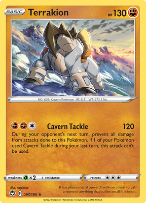 Pokemon Card Silver Tempest 097/195 97/195 Terrakion Holo Rare *MINT*