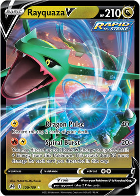 Pokemon Card Crown Zenith 100/159 Rayquaza V Ultra Rare *MINT*