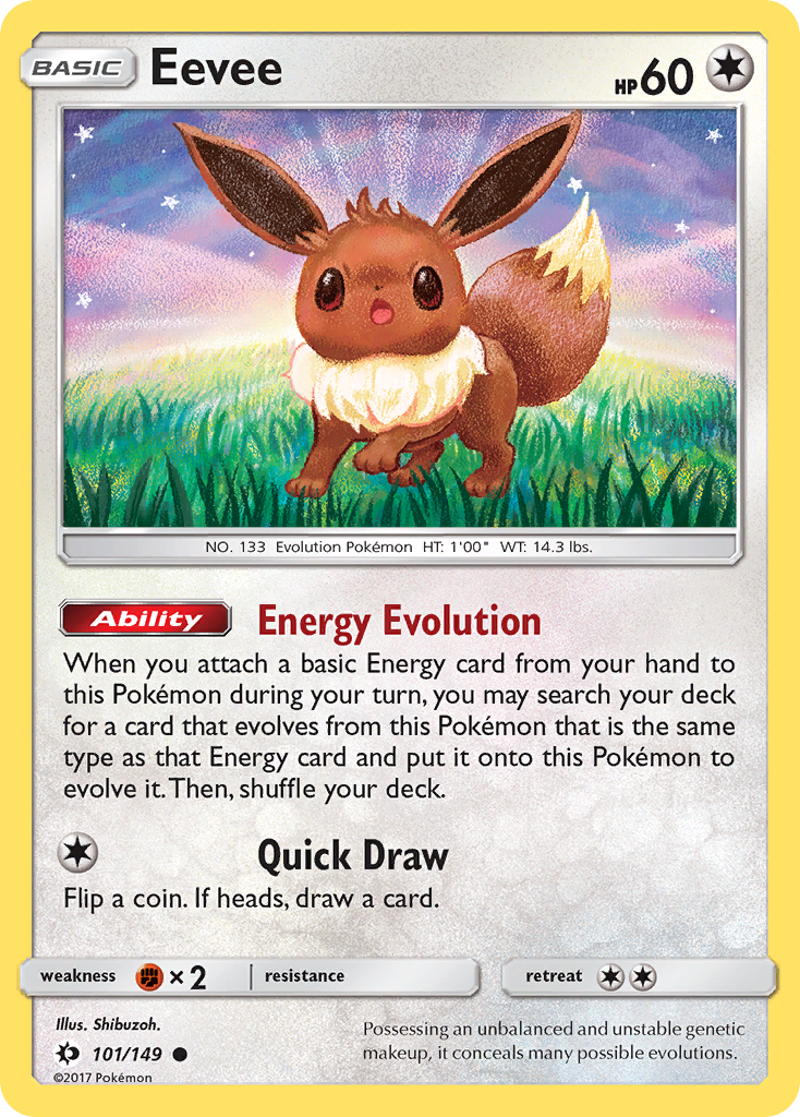 Pokemon Card Sun & Moon 101/149 Eevee Common *MINT*