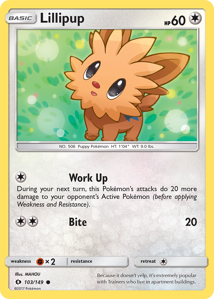 Pokemon Card Sun & Moon 103/149 Lillipup Common *MINT*