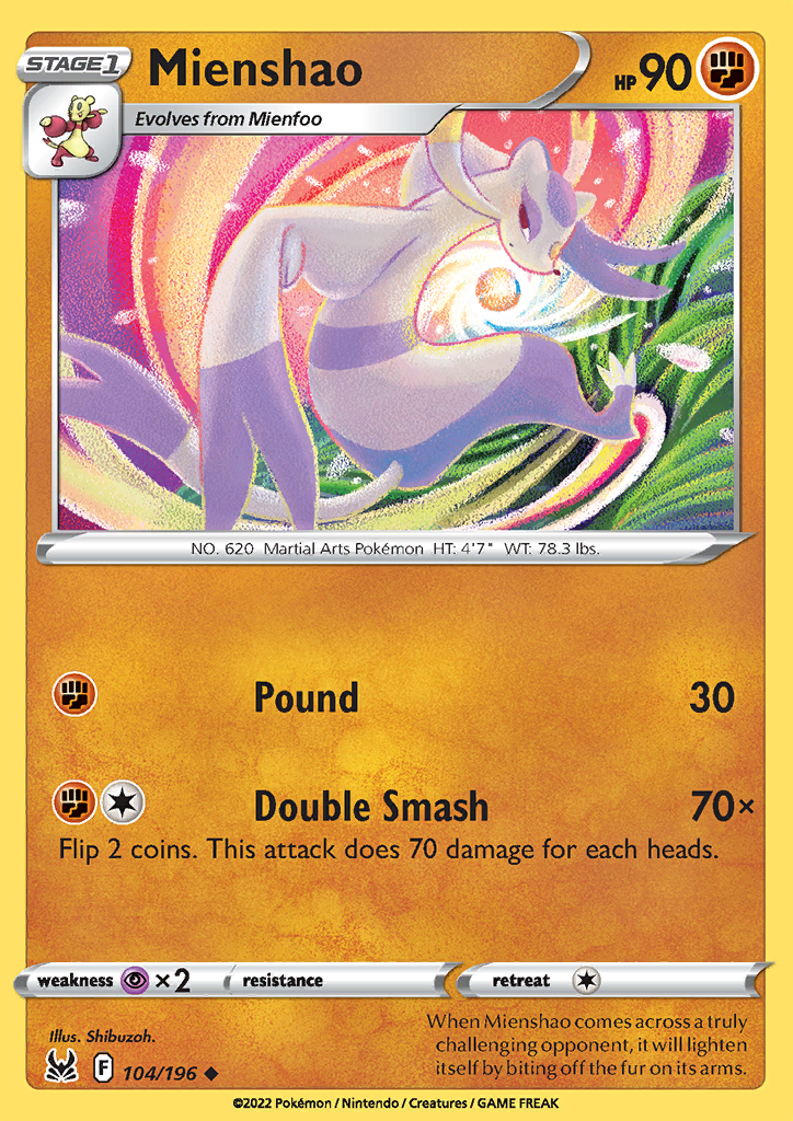 Pokemon Card Lost Origin 104/196 Mienshao Uncommon *MINT*