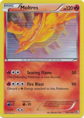 Pokemon Card 22/113 Black & White Legendary Treasures Moltres Rare Holo