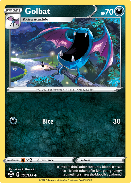 Pokemon Card Silver Tempest 104/195 Golbat Uncommon *MINT*