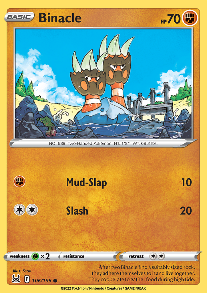 Pokemon Card Lost Origin 106/196 Binacle Common *MINT*