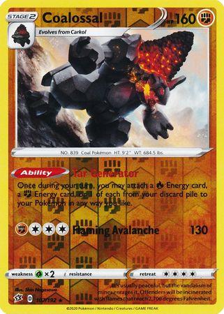 107/192 Coalossal Rebel Clash (RCL) Rare Reverse Holo