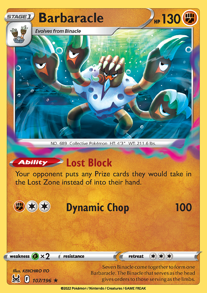 Pokemon Card Lost Origin 107/196 Barbaracle Holo Rare *MINT*