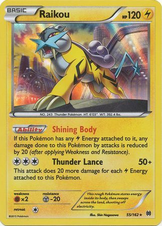 Pokemon Card 55/162 BREAKthrough Raikou Rare Holo