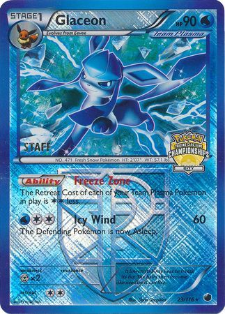 (S) Pokemon Card Plasma Freeze 023/116 23/116 Glaceon STAFF City Championship