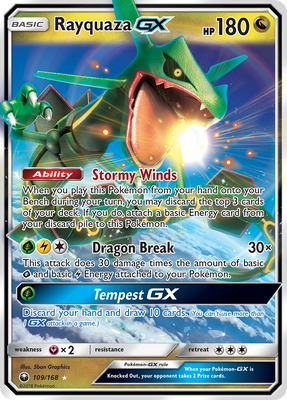 Pokemon Card Celestial Storm  109/168 Rayquaza-GX Pokemon Ultra Rare *MINT*