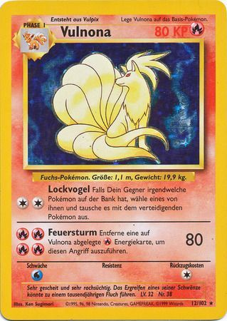 (S) Pokemon Card Base Set Unlimited 12/102 Ninetales Holo Rare NEAR MINT