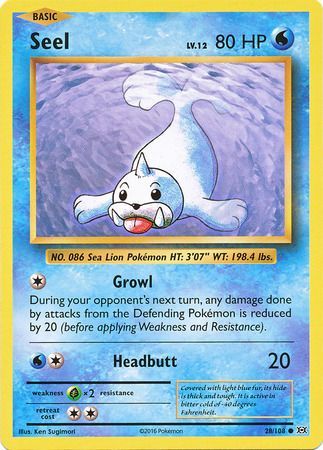 <transcy>Pokemon Card XY Evolutions 28/108 Seel Common</transcy>