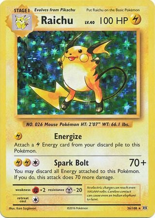 Pokemon Card XY Evolutions 36/108 Raichu Rare Holo