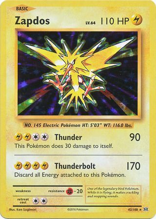 Pokemon Card XY Evolutions 42/108 Zapdos Rare Holo