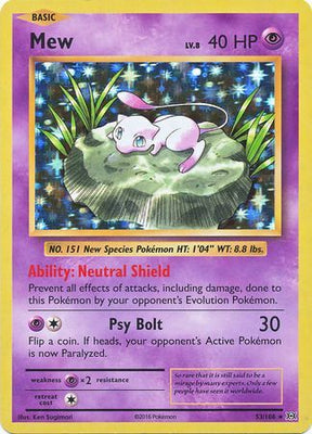 Pokemon Card XY Evolutions 53/108 Mew Rare Holo