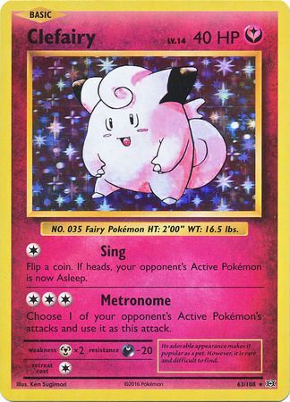 <transcy>بطاقة بوكيمون XY Evolutions 63/108 Clefairy Rare Holo</transcy>