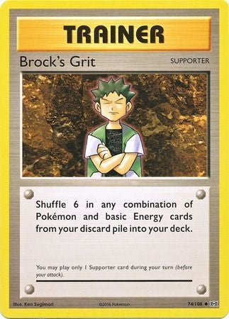 <transcy>Pokemon Card XY Evolutions 74/108 مؤيد Brock&#39;s Grit غير شائع</transcy>