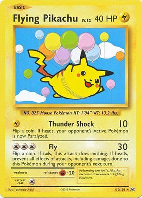Pokemon Card XY Evolutions 110/108 Flying Pikachu Secret Rare