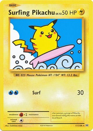 <transcy>بطاقة بوكيمون XY Evolutions 111/108 Surfing Pikachu Secret Rare</transcy>