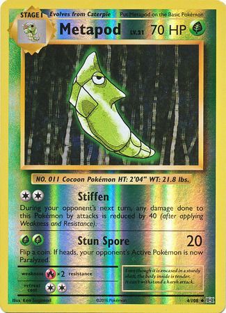 <transcy>بطاقة بوكيمون XY Evolutions 4/108 Metapod Reverse Holo غير شائع</transcy>