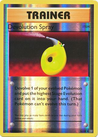 <transcy>Pokemon Card XY Evolutions 76/108 Devolution Spray Item Reverse Holo Ikke almindelig</transcy>