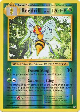 <transcy>بطاقة بوكيمون XY Evolutions 7/108 Beedrill Reverse Holo Rare</transcy>