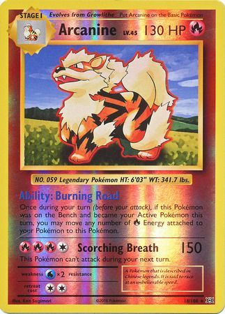 <transcy>Pokemon Card XY Evolutions 18/108 Arcanine Reverse Holo Sjælden</transcy>