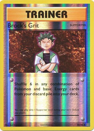 <transcy>بطاقة بوكيمون XY Evolutions 74/108 مؤيد Brock&#39;s Grit Reverse Holo غير شائع</transcy>