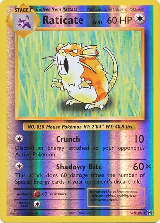 Pokemon Card XY Evolutions 67/108 Raticate Reverse Holo Rare